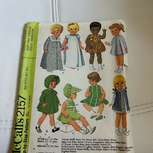 5/$25 Vintage Baby Doll Wardrobe Sewing Pattern McCall 2157 🪡 - Picture 1 of 9